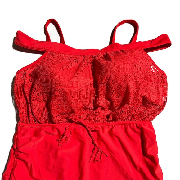 Swim by Cacique Off The Shoulder Blouson Swimsuit One Piece Bandeau Bra 38DD - Picture 5 of 14